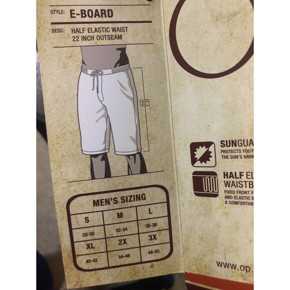 OP Men's E-Board Shorts Swim Trunks Size XXLHawaiian Floral Black + White  NWT - Picture 4 of 4